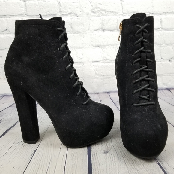 FROM LAFAYYET | lace-up heel platform ankle boots - Picture 4 of 8